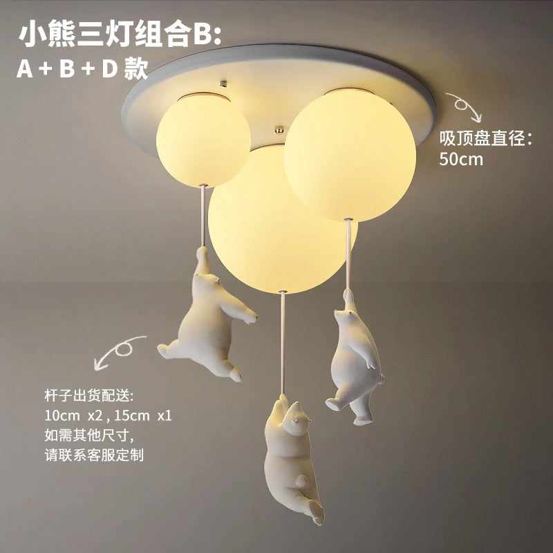 lampe suspendue ours blanc moderne boules lumineuses éclairage quotidien résine acrylique
