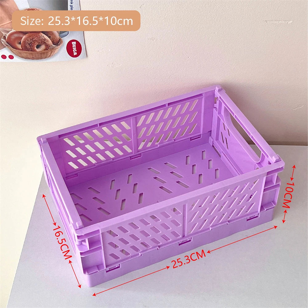 caisse rangement pliante plastique moderne orange jaune gris vert rose violet grille ventilation clips