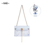 sac main cuir blanc imprimé floral chain dorée deco otaku fan cadeau