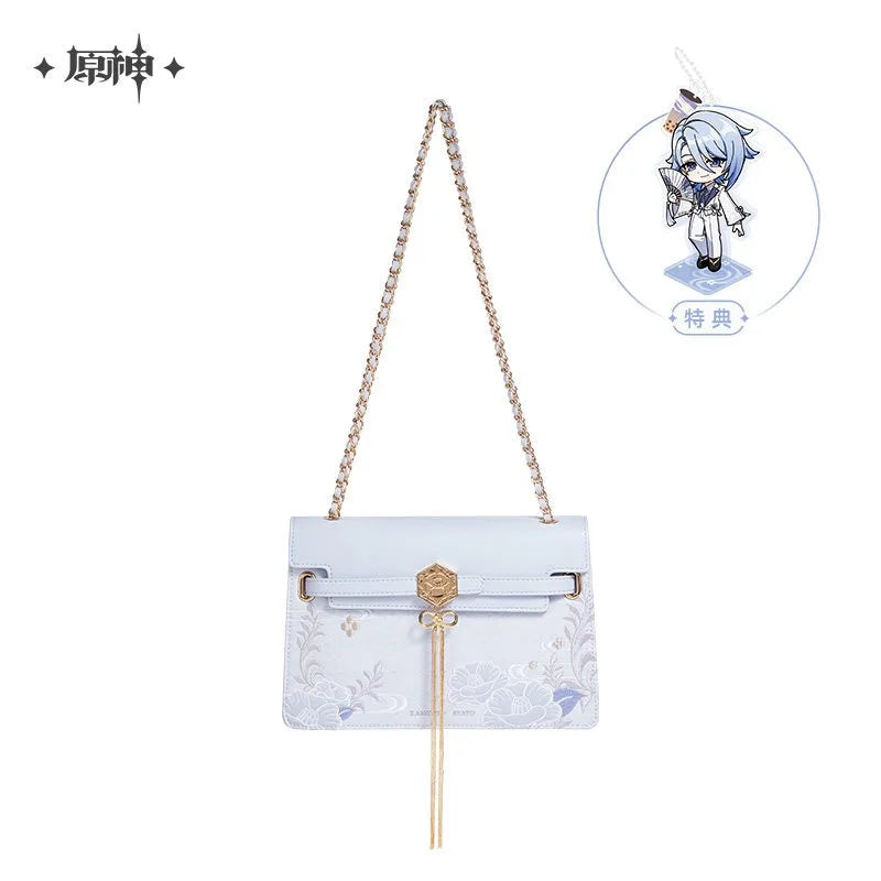 sac main cuir blanc imprimé floral chain dorée deco otaku fan cadeau