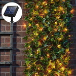 feuilles artificielles guirlande lumineuse solaire extérieur decoration mur pergola lumière led verte jaune