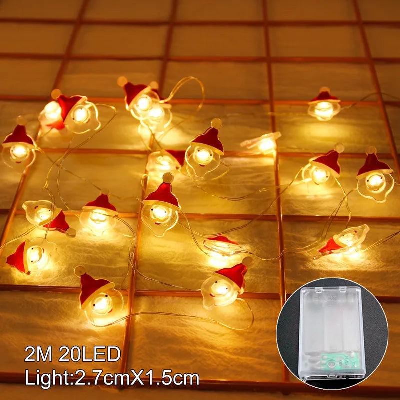 guirlande lumineuse noel personnage pere noel bonhomme neige renne jaune rouge ornement decoration festive