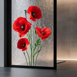sticker mural fleurs feuilles adhésif salle bain décoration intime rouge vert bleu blanc artiste