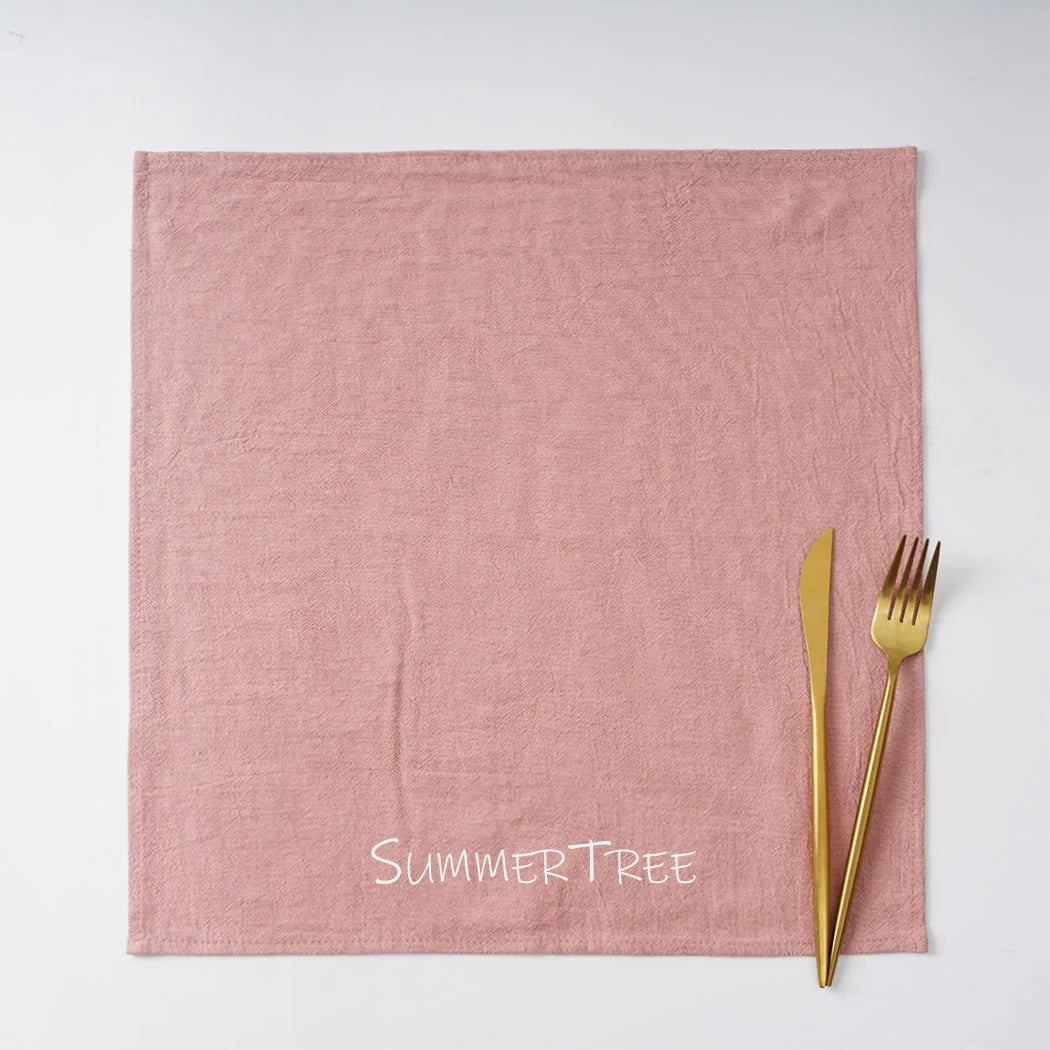 serviettes coton rose pâle minimaliste 40x40cm réutilisables table maison party