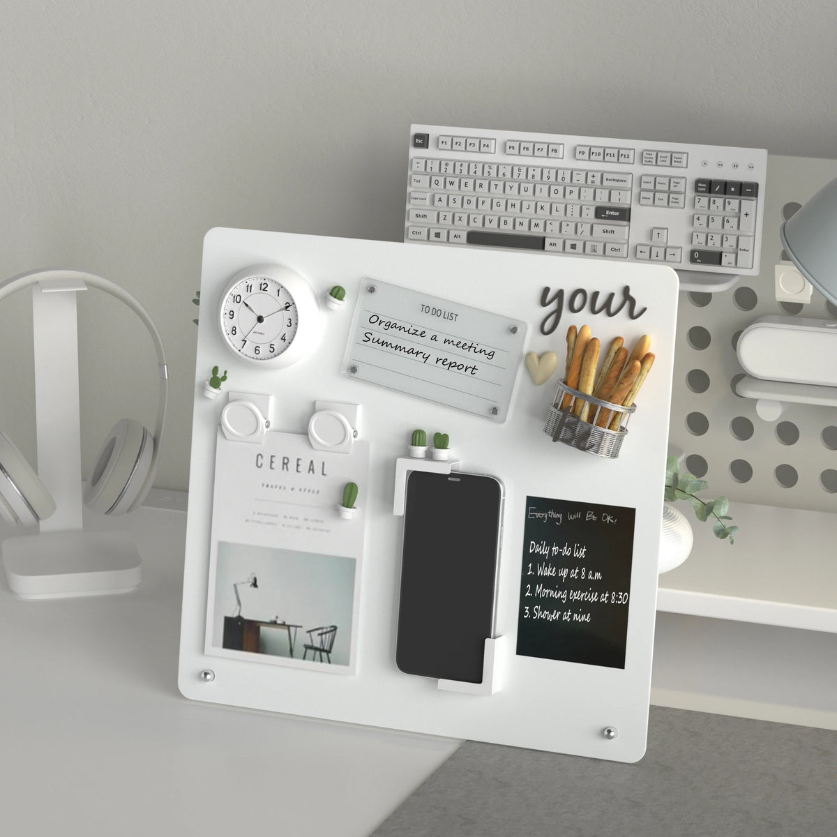 tableau blanc magnétique moderne cadre aluminium stylo porte photo calendrier plantes salopes salopes salopes