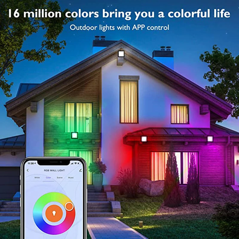 lampe murale led ip65 changement couleur rgbcct étanche contemporaine fixée