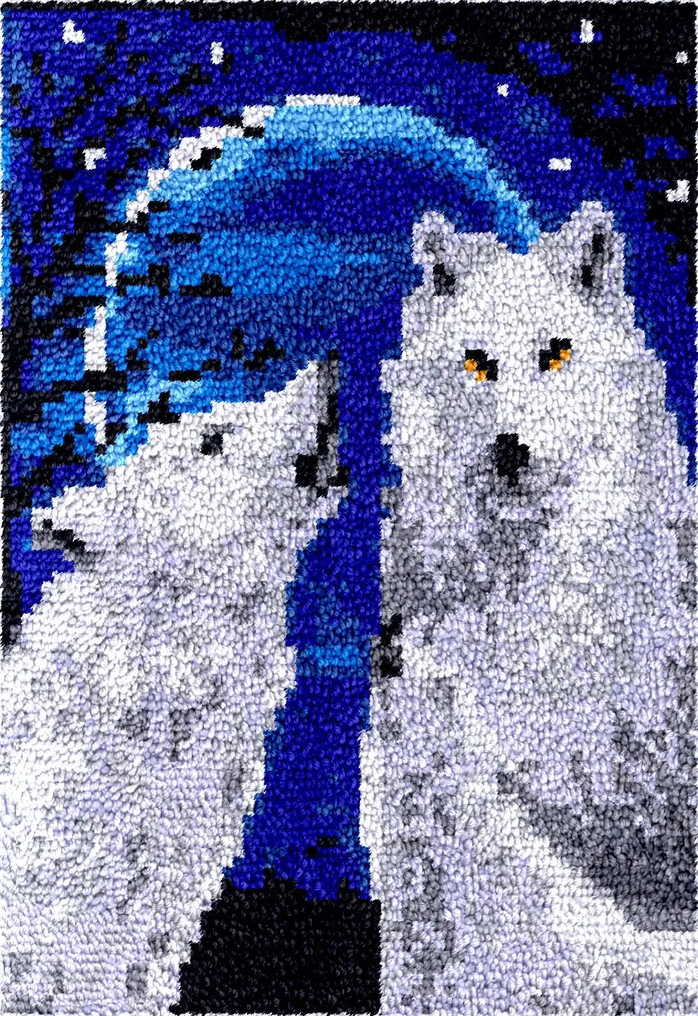 tapisserie crochet loup lune coeur étoile floral fil coloré housse coussin grille imprimée instructions
