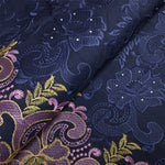 tissu dentelle brodée floral bleu marine violet doré robe mariage haute qualité coton polyester