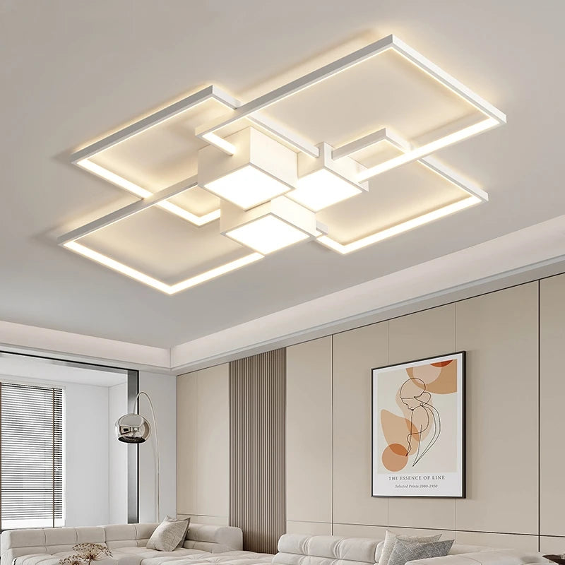 lumière moderne led blanc noir géométrique carré rond adjustable