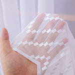 rideau blanc transparent géométrique salon moderne fenêtre largeur variable haute qualité polyester