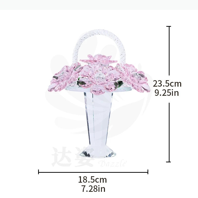 panier fleurs cristal transparent motif floral rose bleu élégant décoration intérieure vase transport
