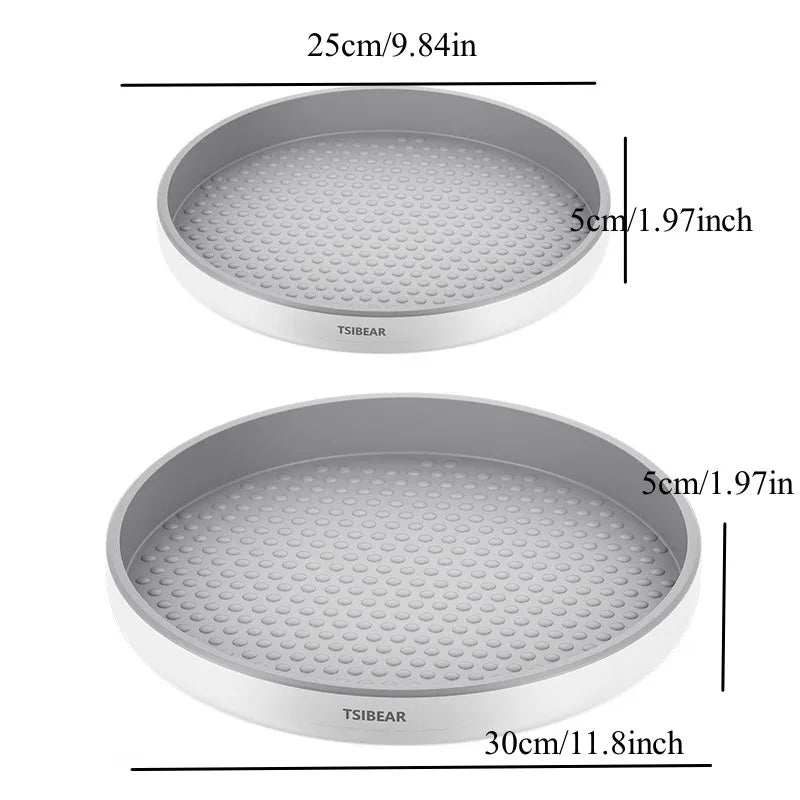 plateau tournant gris blanc perforé moderne adhésif réutilisable pp multifonction 25cm 30cm cuisine épices