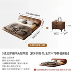 lit marron clair minimaliste simili cuir bois oreiller coussin carré king size queen size