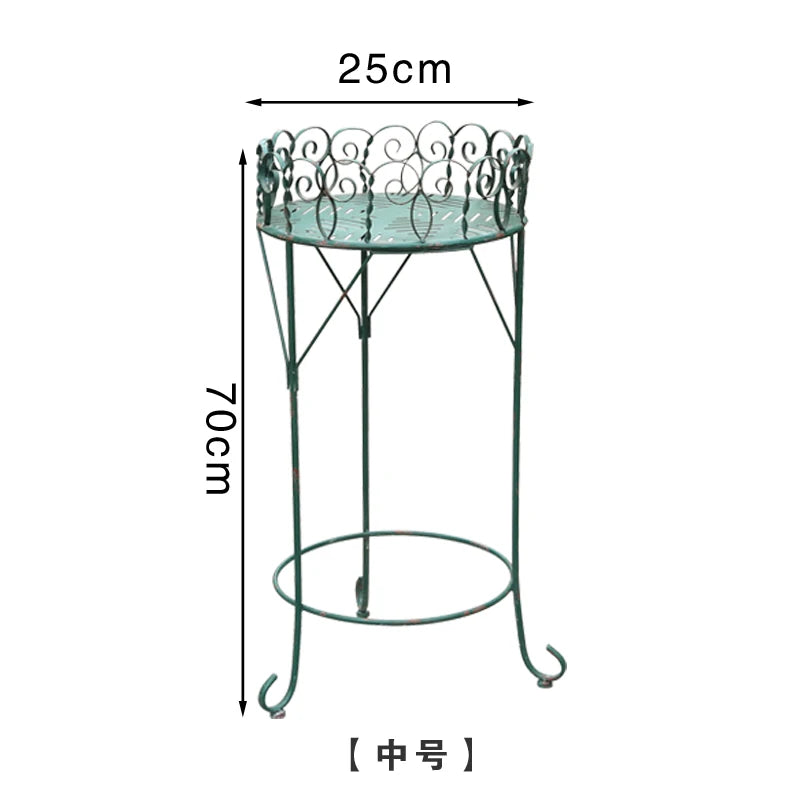 présentoirs plantes métal ajouré spirales vert turquoise décoration jardin vintage romantique