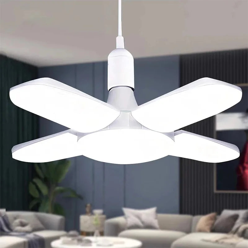ventilateur blanc moderne blades lampes fixations câbles lumière industrielle