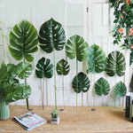 feuilles artificielles vertes tropicales moderne décoration extérieure anniversaire exposition photo fond faux plantes PVC