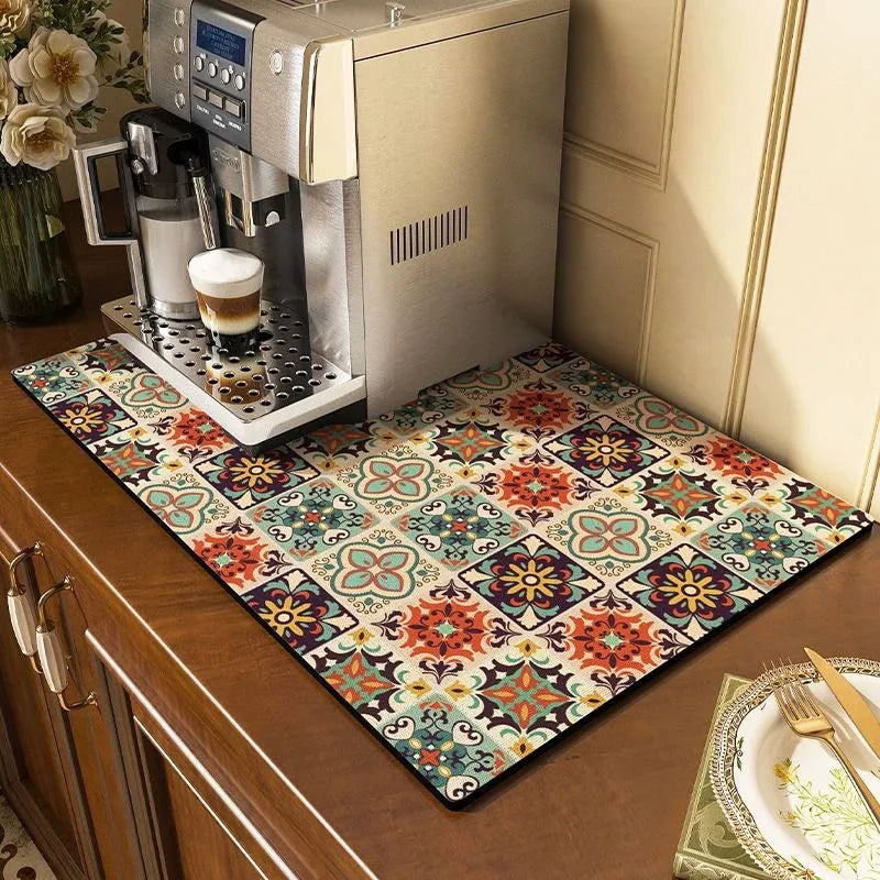 tapis cuisine multicolore carreaux géométriques moderne absorbant rapide séchage respectueux environnement 40x60cm 40x80cm