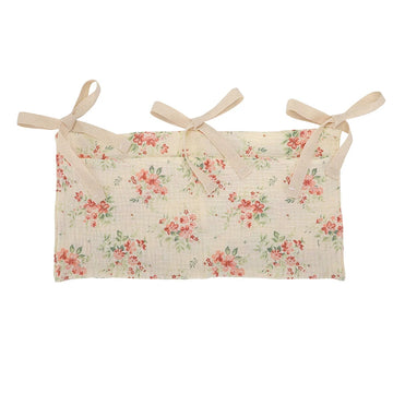 sac rangement lit bébé toile coton beige rose gris jaune simple rustique