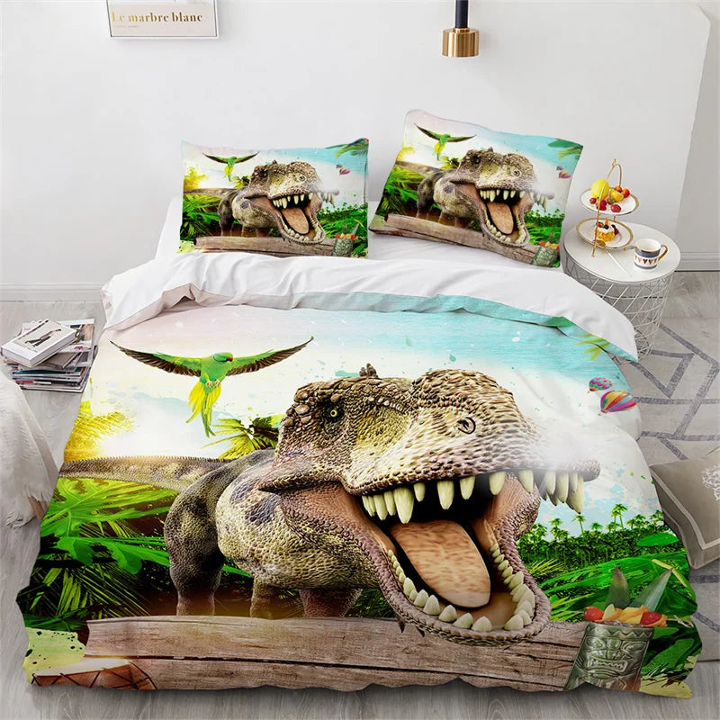 Texture microfibre de la housse de couette dinosaure