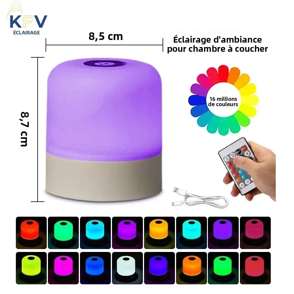 veilleuse tactile rechargeable violet beige moderne télécommande lumière d'ambiance chambre led