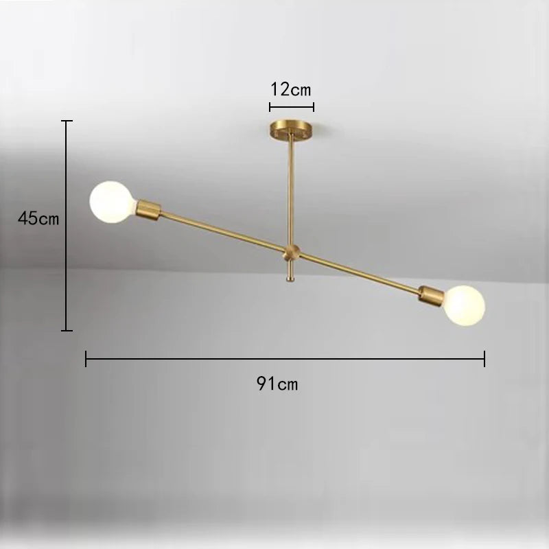 chandelier moderne or noir led suspension salon cuisine industrielle minimaliste