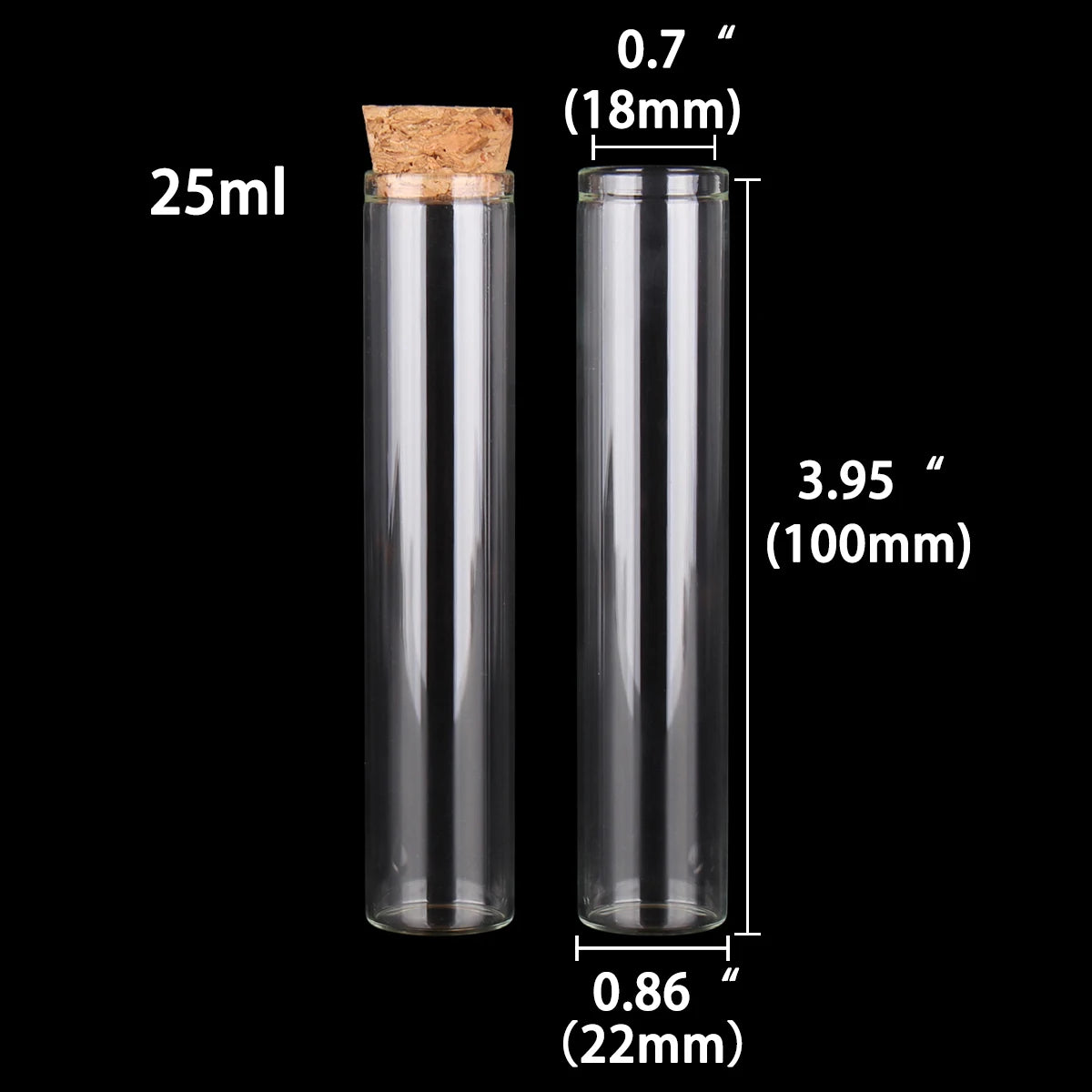 tubes essai verre bouchons liège 5ml 7ml 10ml 14ml 18ml 20ml 25ml 30ml