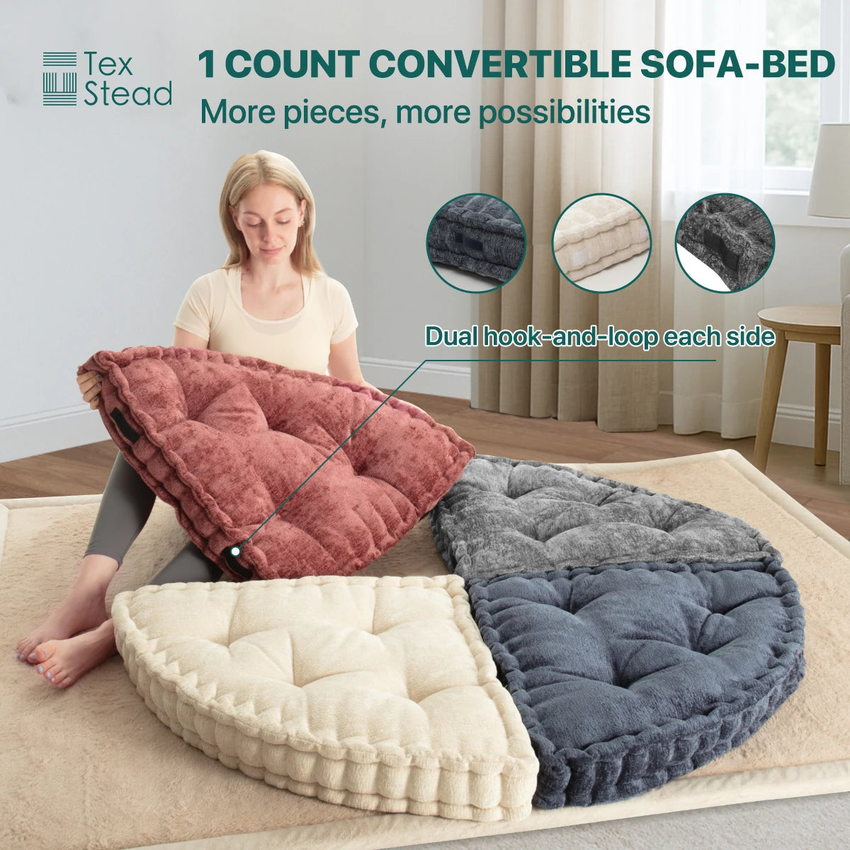 coussin sol épais marron foncé beige gris chenille doux moderne tridimensionnel adaptable