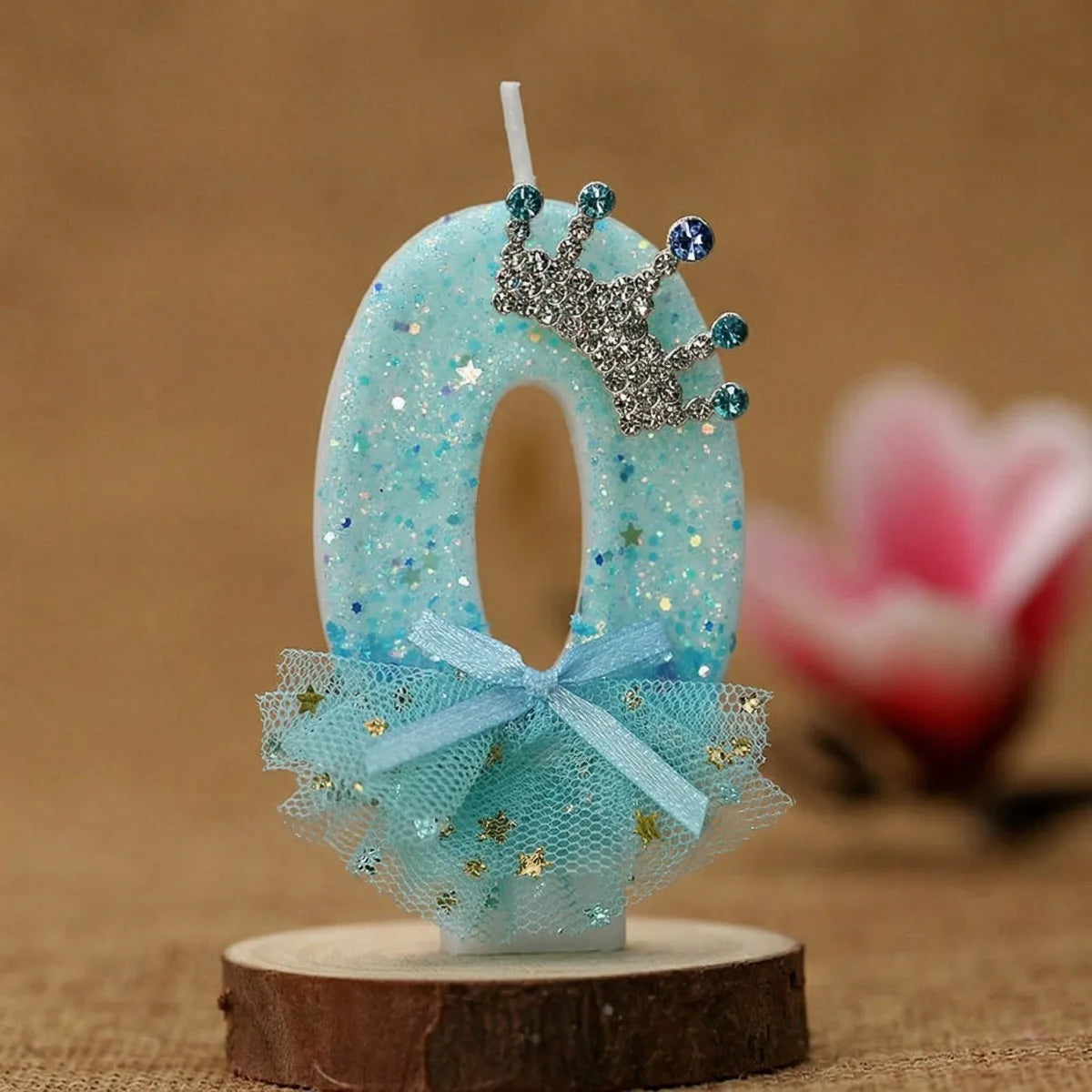 bougies numériques anniversaire forme chiffres paillettes strass rubans bleu rose décoratives féminines