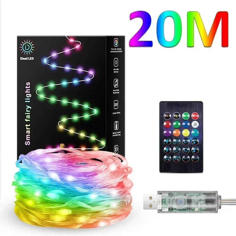 guirlande led multicolore bluetooth noel decoration diy partie exterieur maison