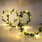 guirlande lumineuse feuilles vertes lierre artificiel led blanc chaud mariage festif chambre decoration