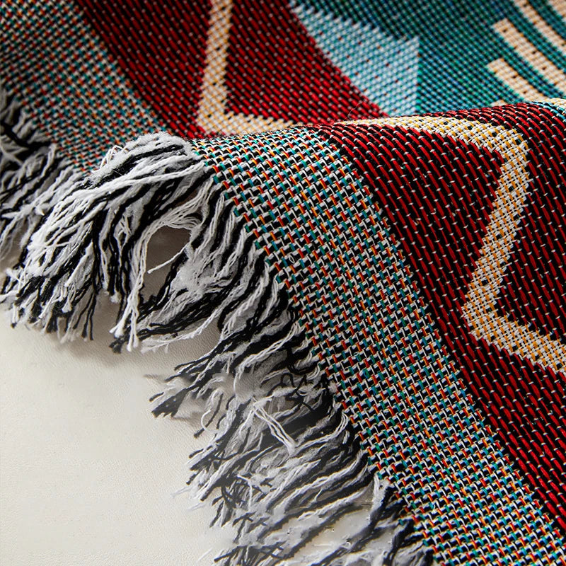 housse canapé multicolore ethnique motif géométrique opacité extérieure intérieure triangle losange fixations