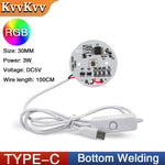 module lumineux led blanc circulaire facial welding câble usb type tactile 3w 5v