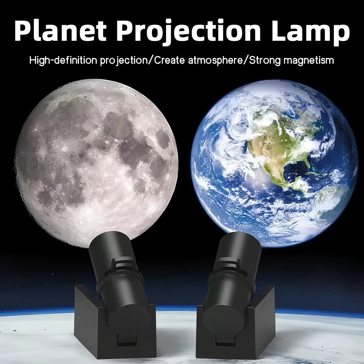lampe led rechargeable usb projection lune atmosphère décoration murale ambiancé cratères terrestre spatial