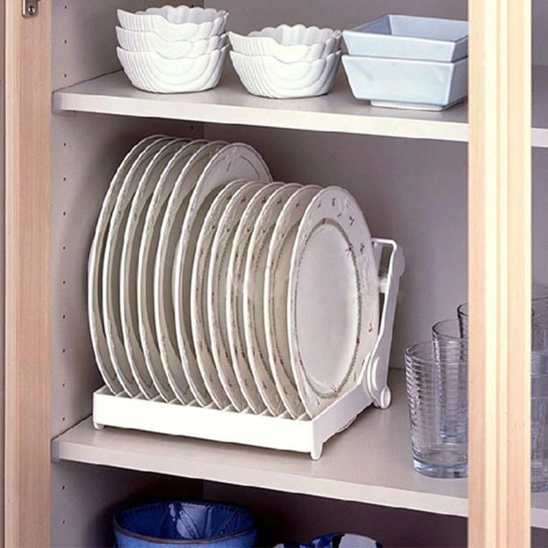organisateur pliable vaisselle blanc moderne assiettes bols verres rangement cuisine supports plastique