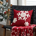 taies d'oreiller square rouge blanches flocons merry christmas coton polyester décoration lit sans rembourrage