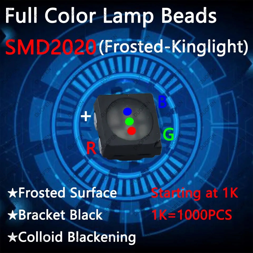led smd2020 noires frosted surface colloid blackening électronique opacity 5v 20ma