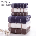 serviettes bain coton rayées gris marron classiques grandes tailles absorbantes maison