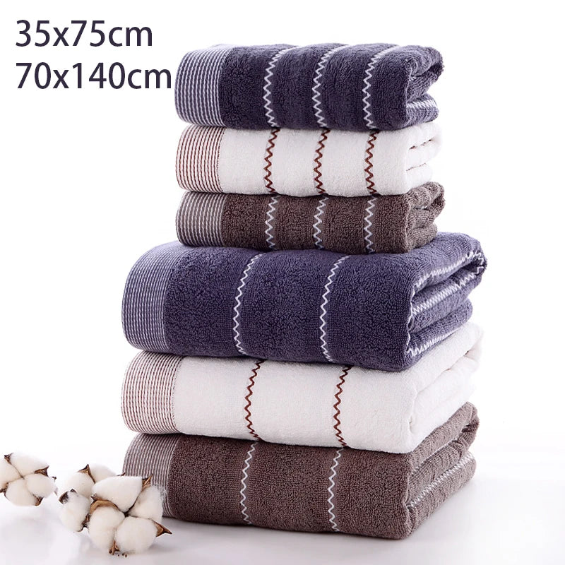 serviettes bain coton rayées gris marron classiques grandes tailles absorbantes maison
