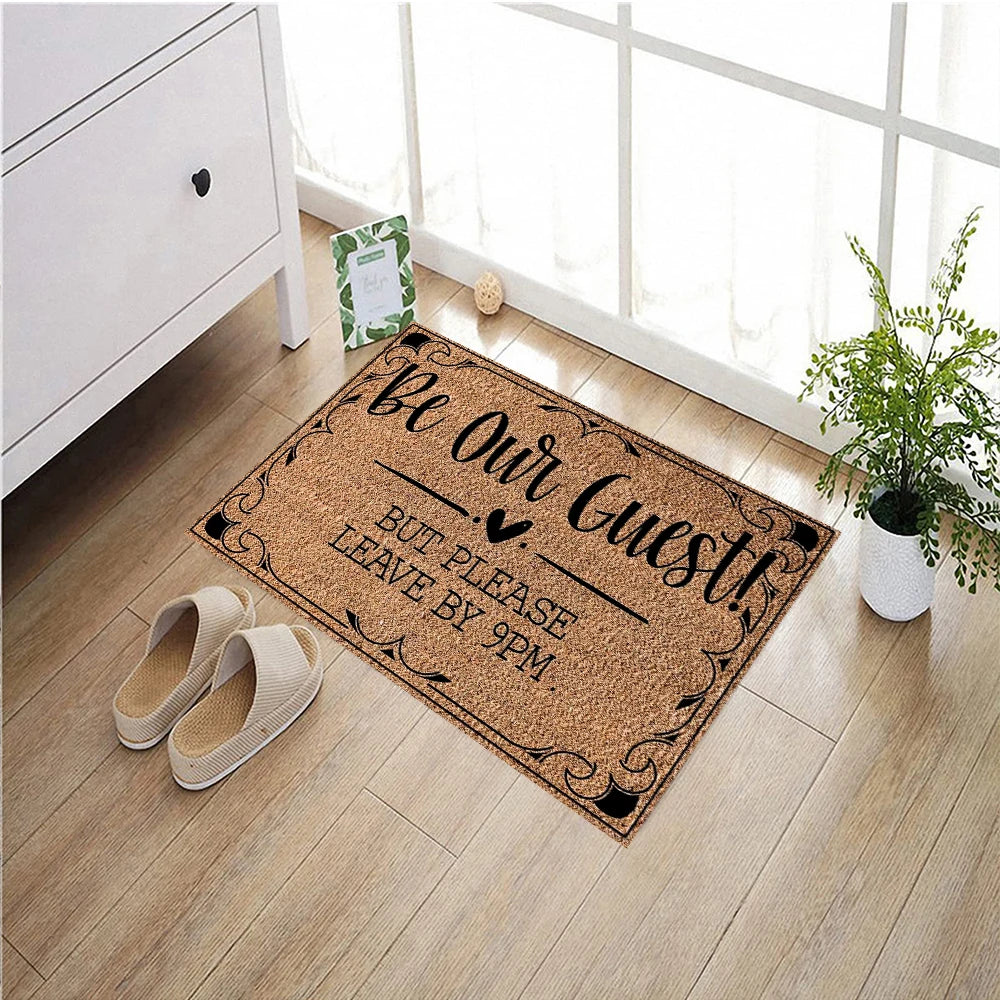 tapis d'entrée marron clair noir motif floral antidérapant résistant bactéries extérieur couloir classique vintage