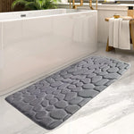tapis bain gris moderne texture cailloux antidérapant absorbant 120cm 50cm