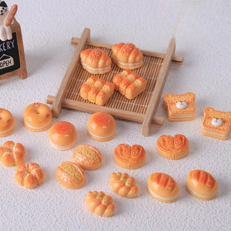 miniatures pains pâtisseries réalistes orange beige blanc détaillées résine peint artificiel