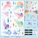 décoration murale stickers aquarelle méduses poissons étoiles mer enfants chambre salon nursery