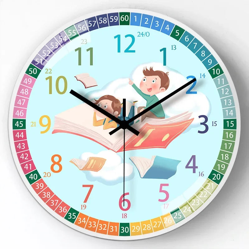 horloge murale dessin animé quartz aiguille enfantin vaisseau spatial blanc mural