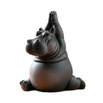 statue hippopotame noir résine texture mat réaliste maison 6.5cm 7cm 5.5cm