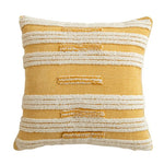 coussin décoratif nordique brodé motif géométrique beige moutarde orange brun boho chic