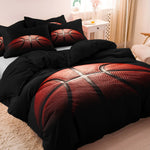ensemble literie basket ball rouge moderne oreillers taies doreiller brosse texture ballons