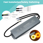 alimentation led étanche transformateur extérieur aluminium gris pilote dc 12v 24v éclairage