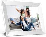 cadre photo numerique ecran tactile wifi 64go 1280x800 ips moderne blanc noir rouge