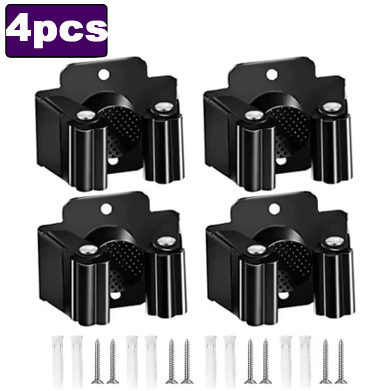 support mural balai anti dérapant acier inoxydable moderne salle bain clips noir argenté respectueux