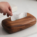 boîte mouchoirs bois marron grain naturel classique salon salle bain minimaliste couvercle amovible